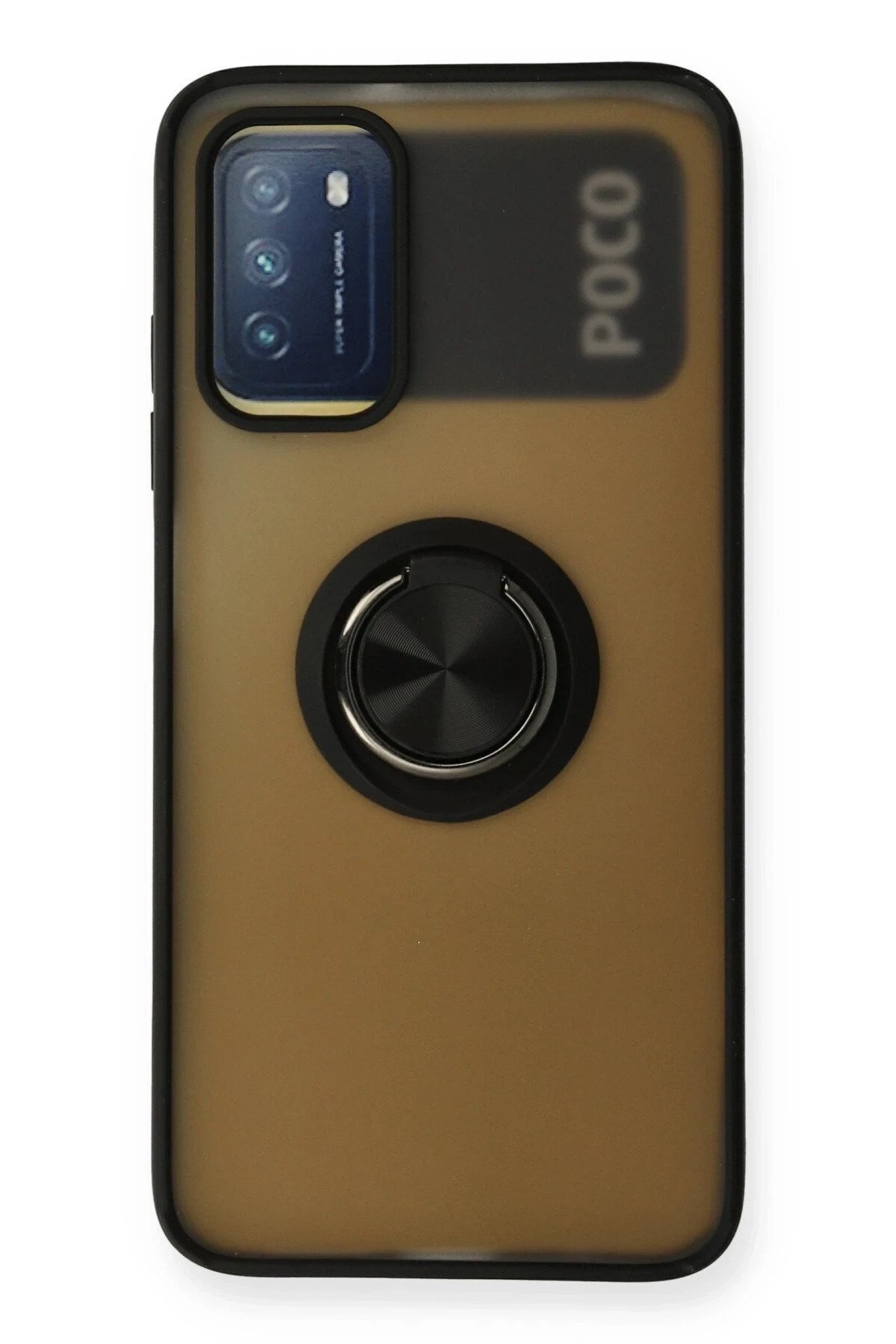 Mey İthalat® Redmi 9T Kılıf Montreal Yüzüklü Silikon Kapak - Siyah