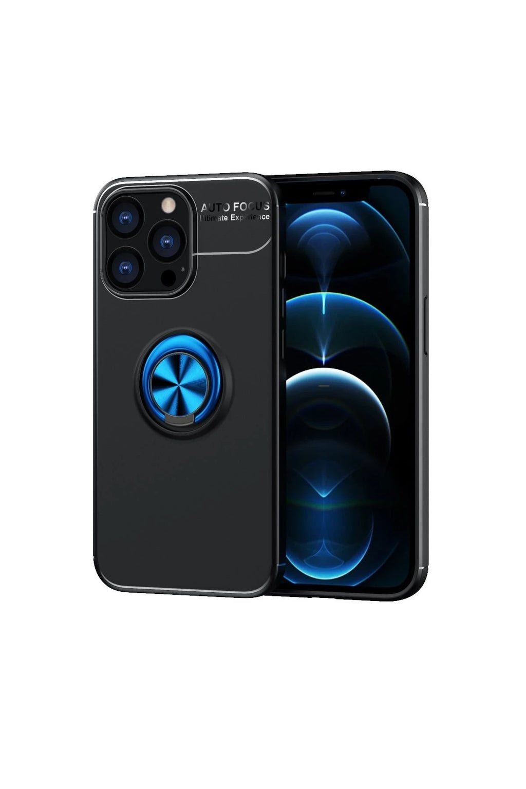 Mey İthalat® iPhone 13 Pro Max Kılıf Range Yüzüklü Silikon - Siyah-Mavi