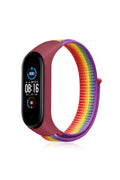 Mey İthalat® Mi Band 4 Hasırlı Cırtcırtlı Kordon - Gökkuşağı