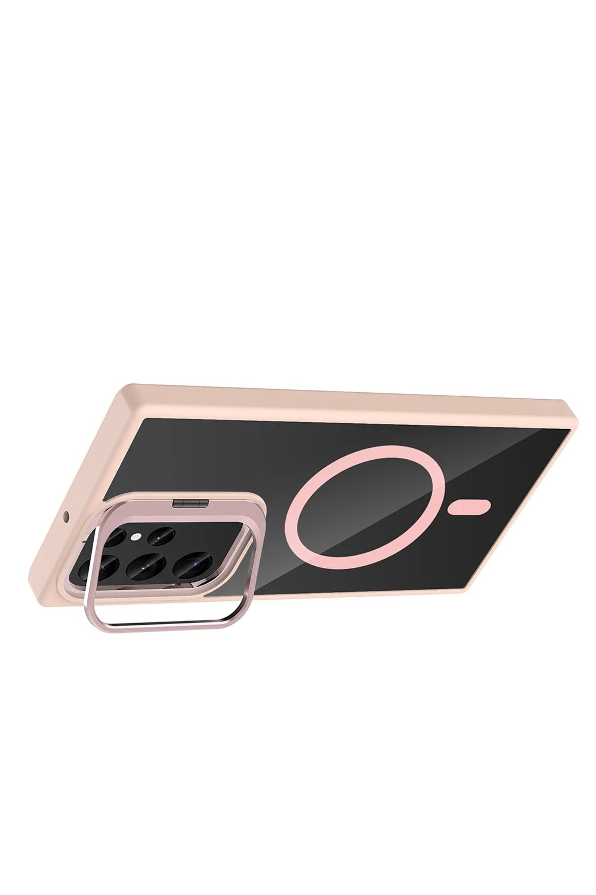 Mey İthalat® Samsung Galaxy S24 Ultra Remim Lensli Magsafe Standlı Kapak - Pembe