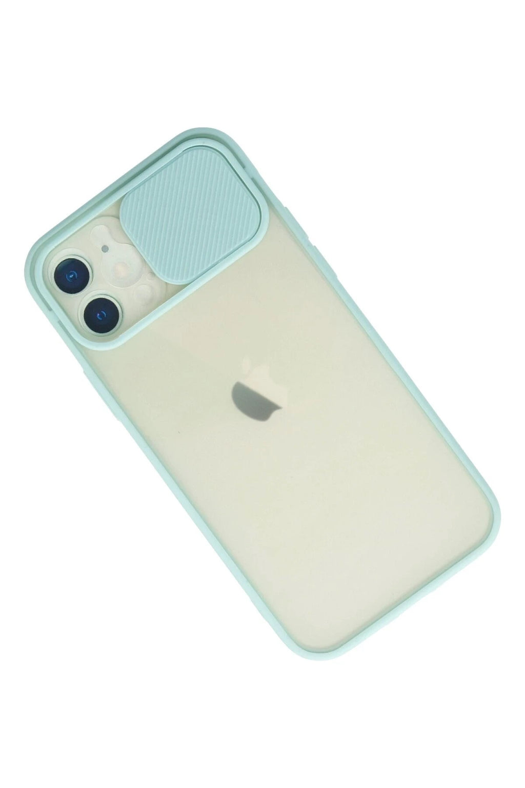 Mey İthalat® iPhone 12 Kılıf Palm Buzlu Kamera Sürgülü Silikon - Turkuaz