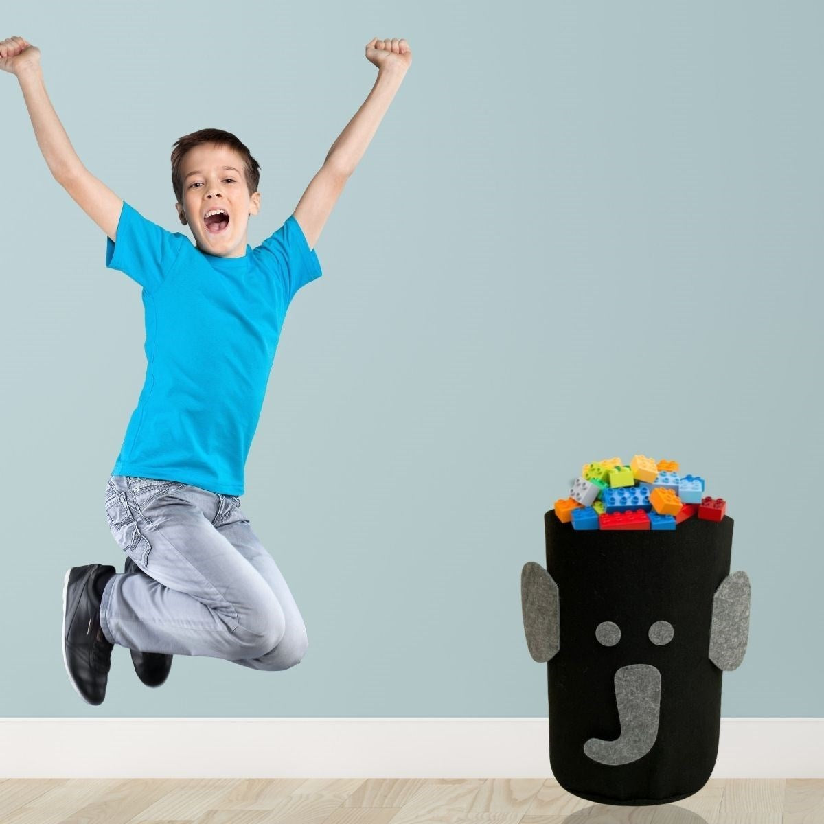 Sevimli Keçe Fil Desenli Çocuk Bebek Odası Kirli Çamaşır Sepeti Oyuncak Saklama Kutusu