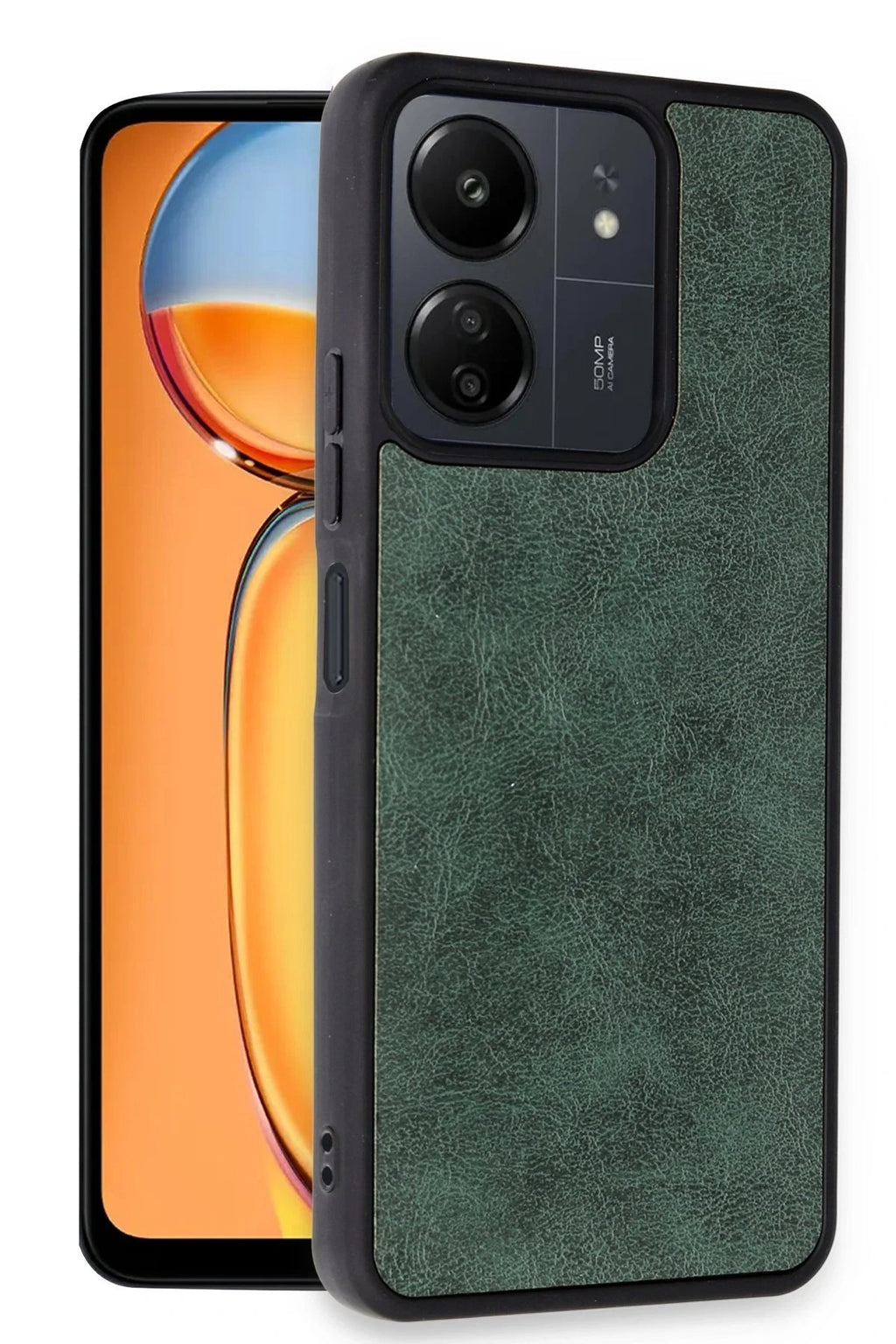 Mey İthalat® Redmi 13C Kılıf Aras Deri Kapak - Koyu Yeşil