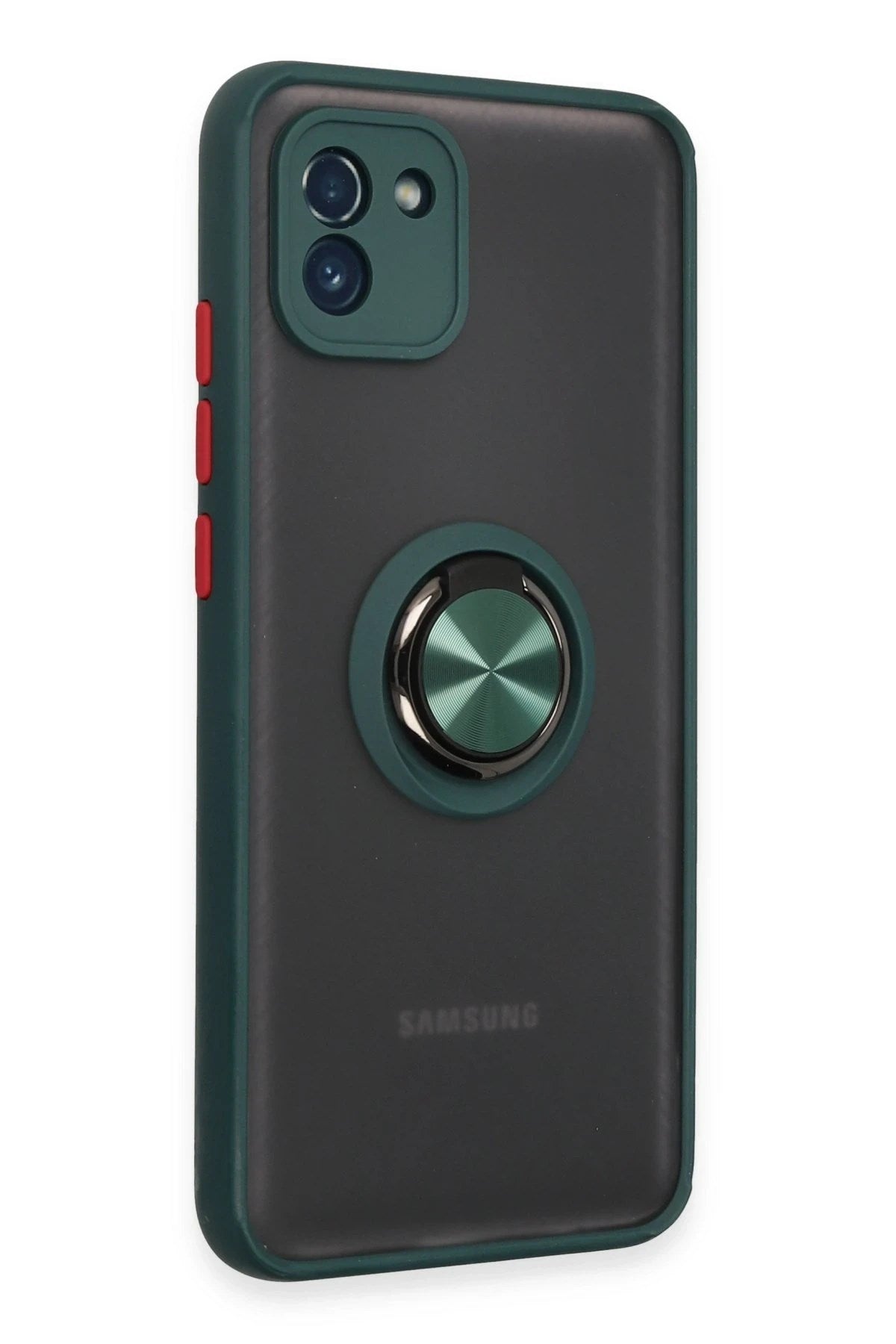 Mey İthalat® Samsung Galaxy A03 Kılıf Montreal Yüzüklü Silikon Kapak - Yeşil