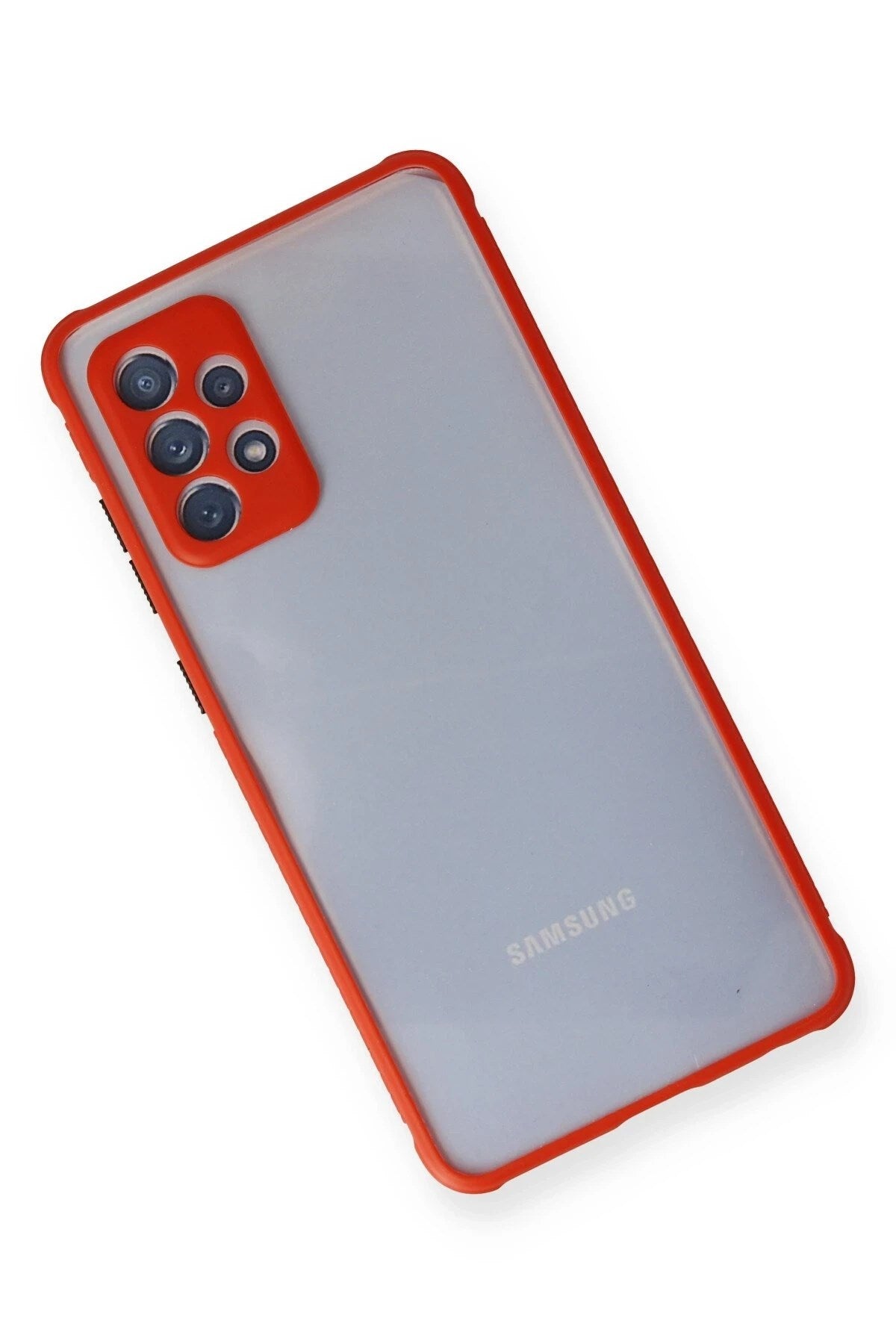 Mey İthalat® Samsung Galaxy A72 Kılıf Miami Şeffaf Silikon - Kırmızı