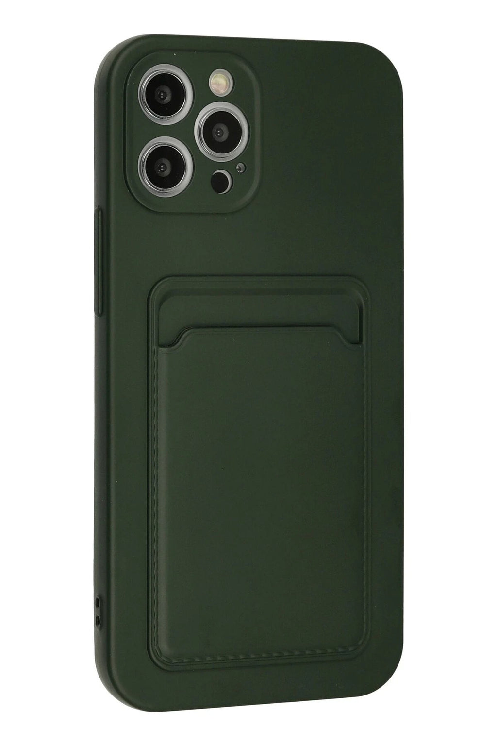 Mey İthalat® iPhone 12 Pro Max Kılıf Kelvin Kartvizitli Silikon - Koyu Yeşil