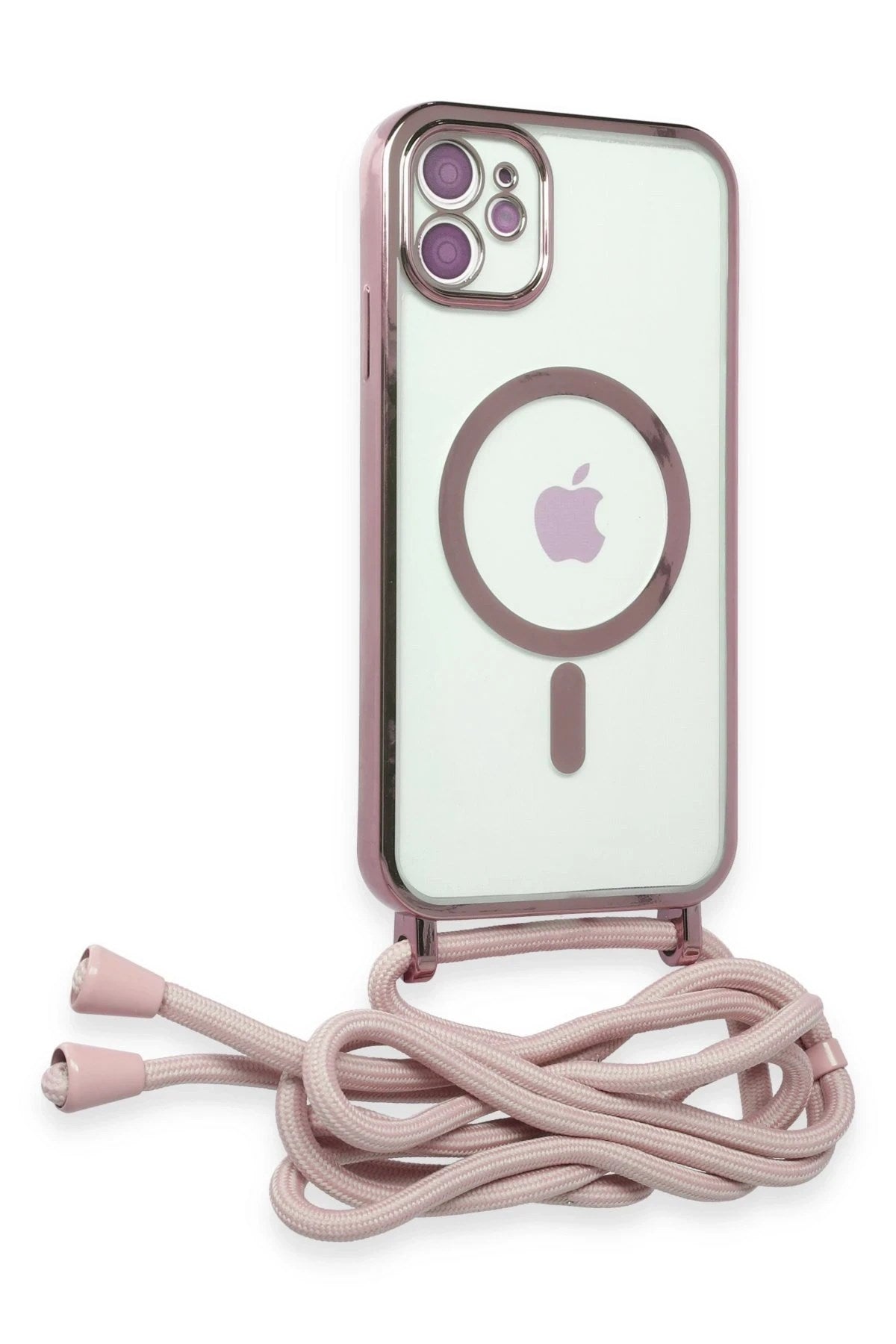 Mey İthalat® iPhone 11 Kılıf Divo Lazer Askılı Magsafe Kapak - Pembe