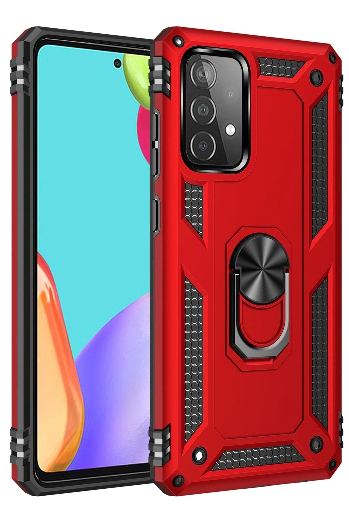 Mey İthalat® Samsung Galaxy A33 5G Kılıf Sofya Yüzüklü Silikon Kapak - Kırmızı