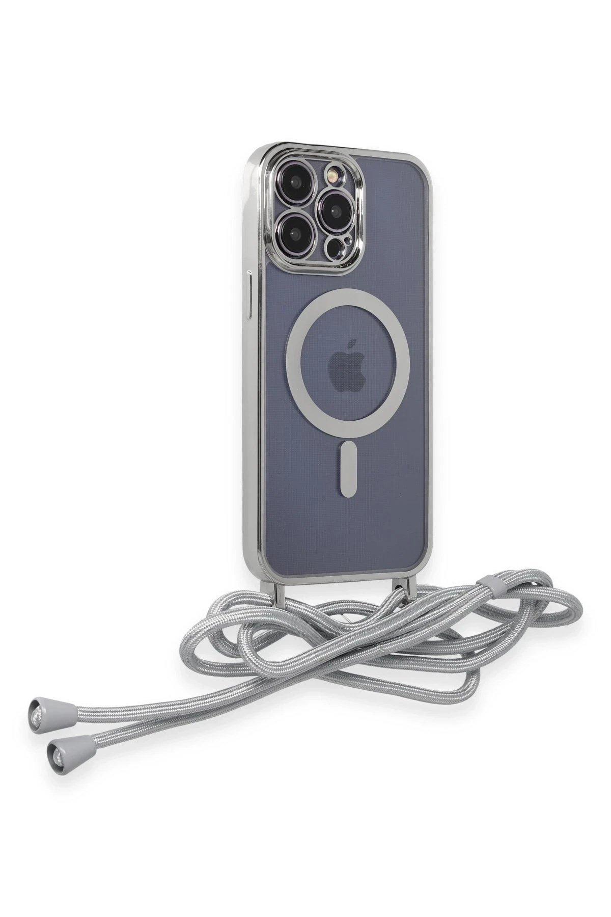 Mey İthalat® iPhone 12 Pro Kılıf Divo Lazer Askılı Magsafe Kapak - Gümüş