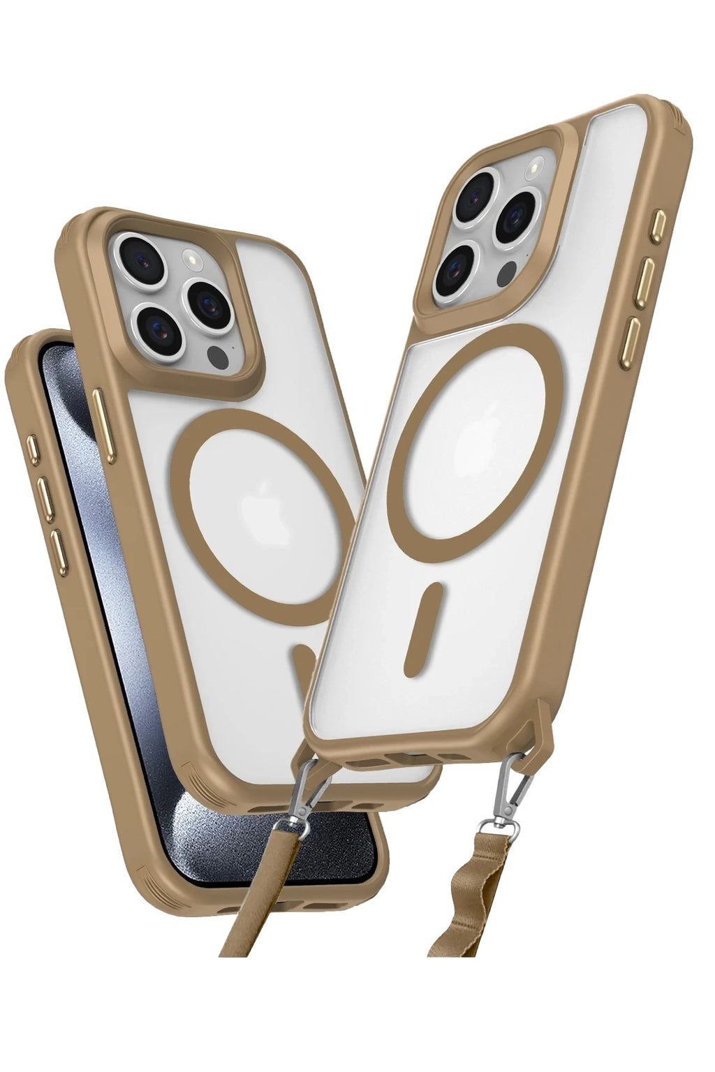 Mey İthalat® iPhone 15 Pro Max Kılıf Enka Magsafe Silikon Kılıf - Desert