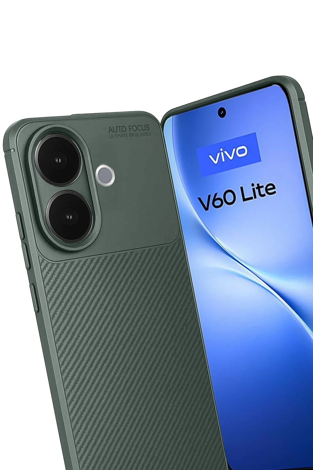 Mey İthalat® Vivo V60 Lite Auto Focus Karbon Kapak - Koyu Yeşil