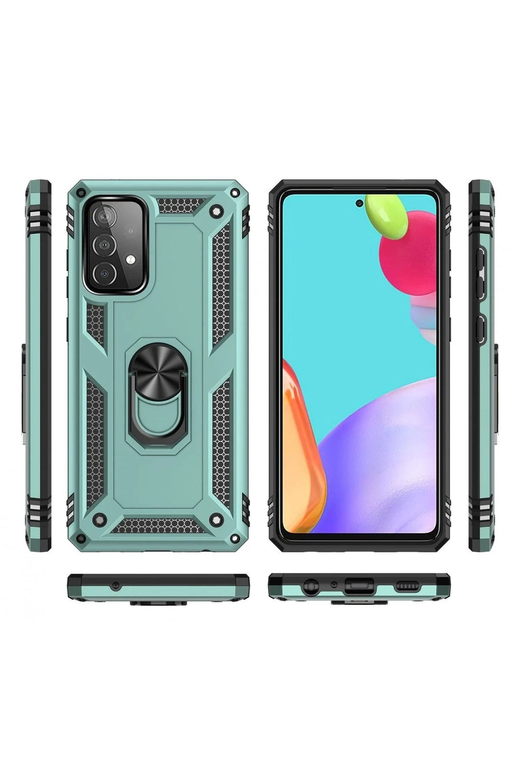 Mey İthalat® Samsung Galaxy A33 5G Kılıf Sofya Yüzüklü Silikon Kapak - Yeşil