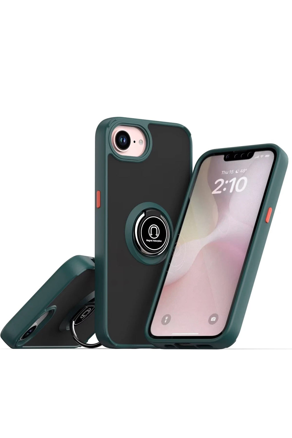 Mey İthalat® iPhone 16E Kılıf Montreal Yüzüklü Silikon Kapak - Yeşil