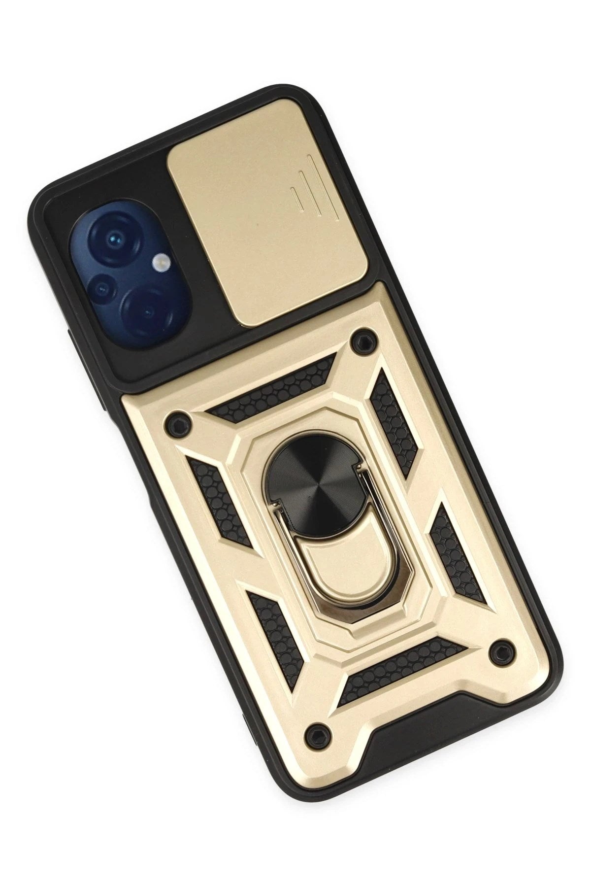 Mey İthalat® Poco M5 Kılıf Pars Lens Yüzüklü Silikon - Gold
