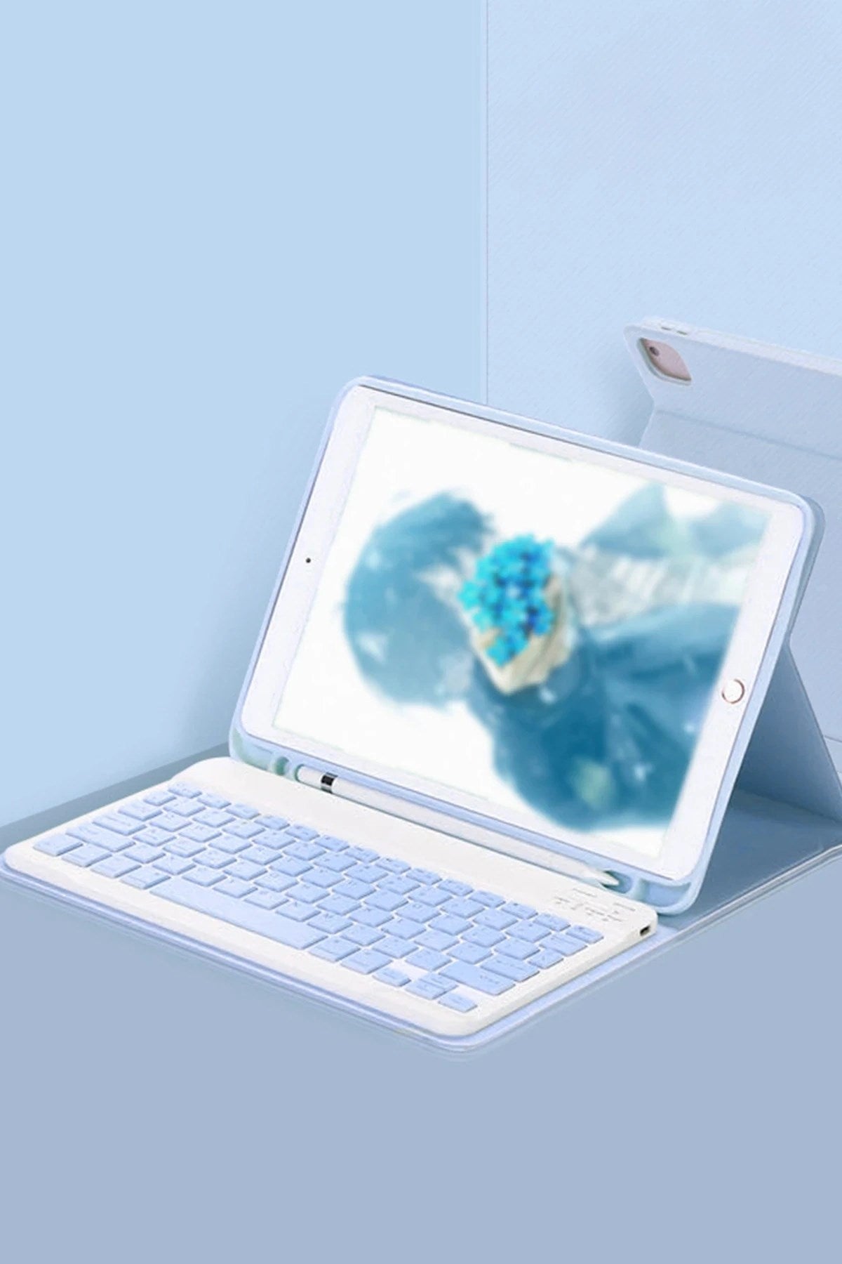 Mey İthalat® iPad Pro 11 (2022) Kılıf KC01 Smart Klavyeli Tablet Kılıfı - Mavi