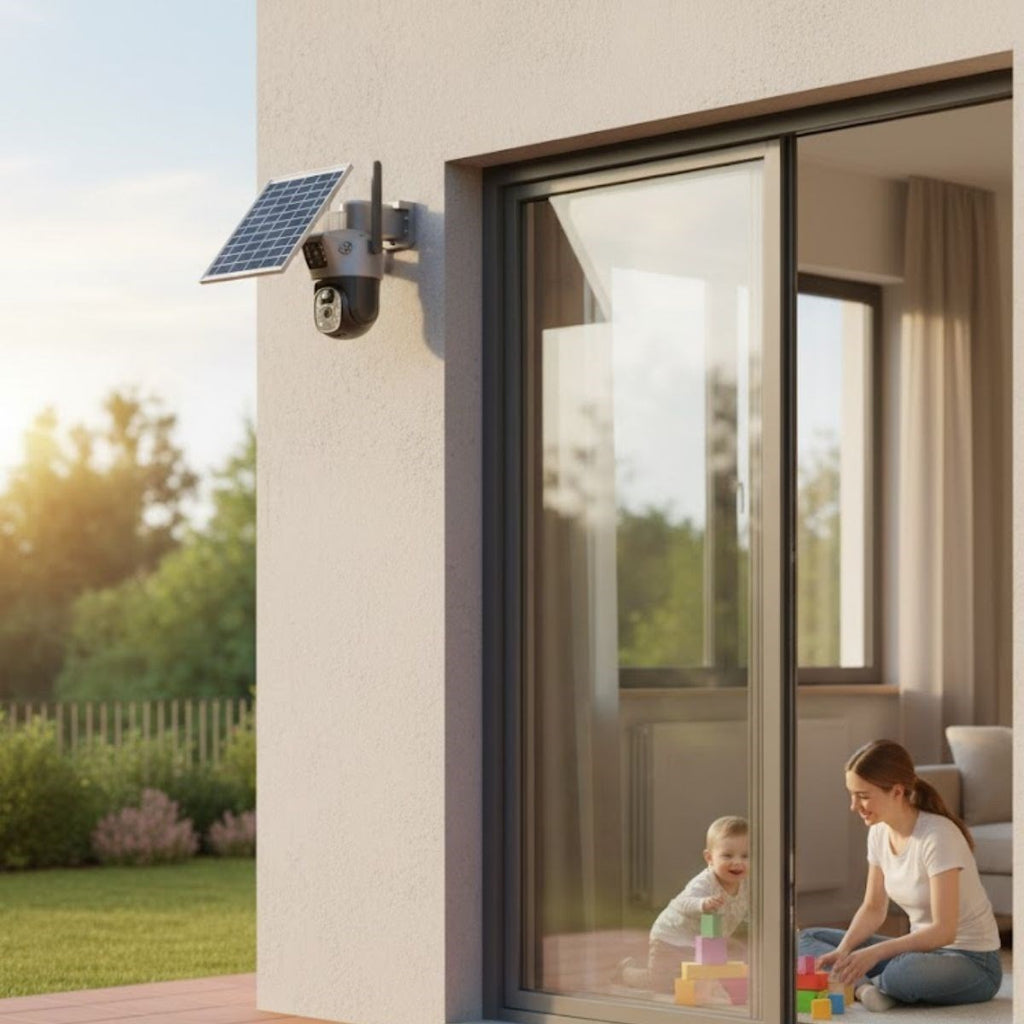 Güneş Panelli Akıllı Güvenlik Kamerası 360° PTZ Hareketli,Kablosuz WiFi,Çift Anten ve Kameralı,Gece Görüşlü,Hareket Algılamalı,Solar Kamera