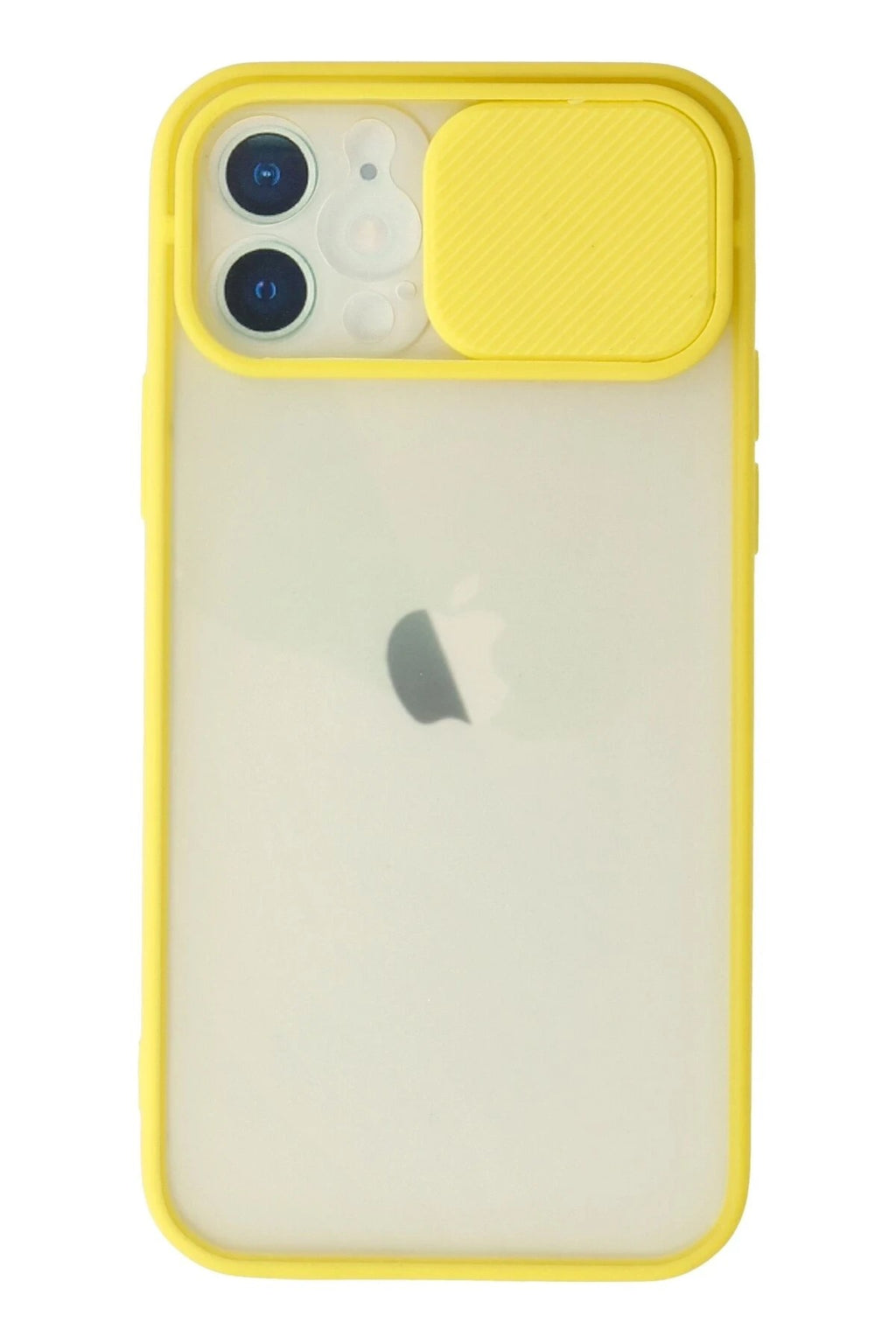 Mey İthalat® iPhone 12 Kılıf Palm Buzlu Kamera Sürgülü Silikon - Sarı