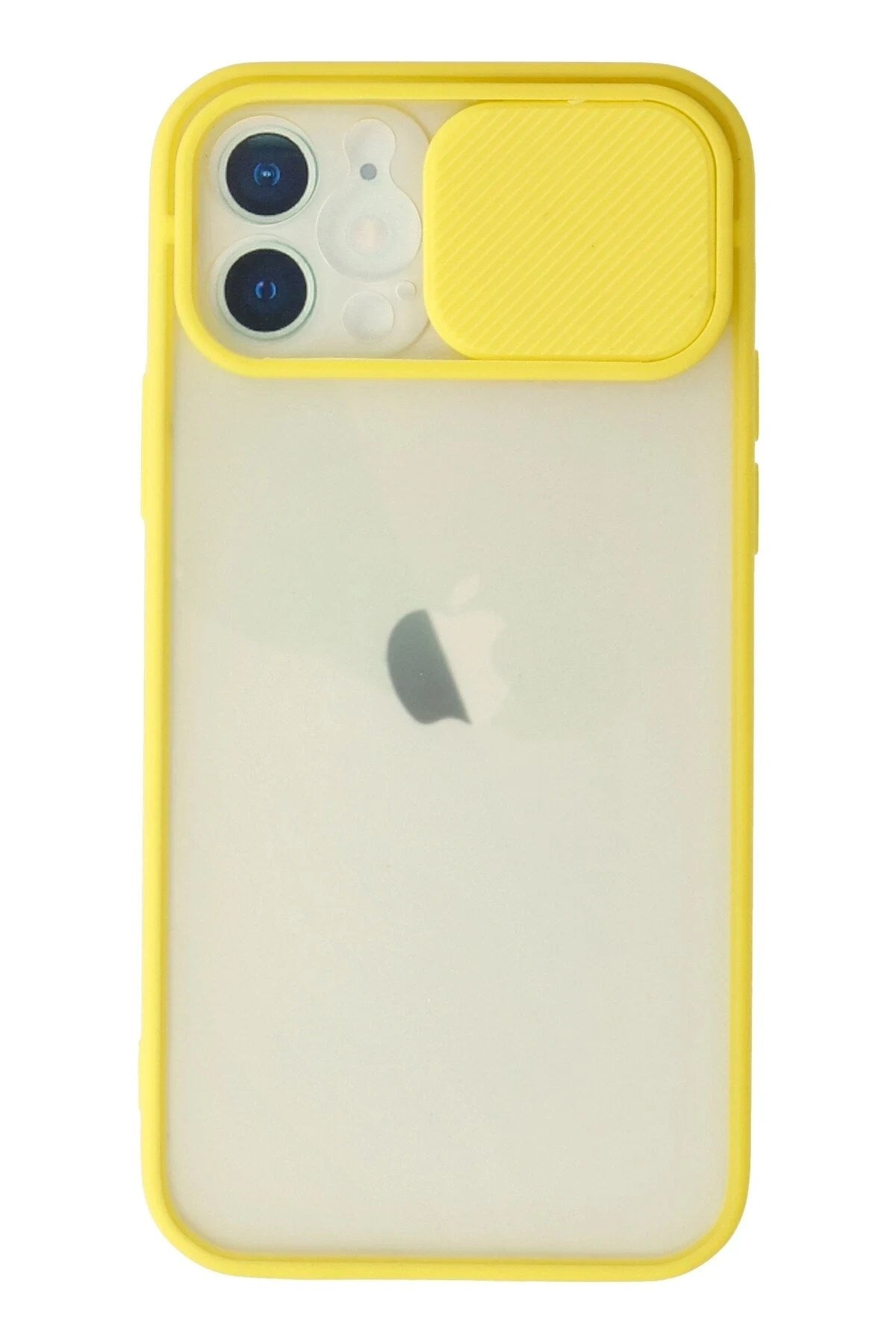 Mey İthalat® iPhone 12 Kılıf Palm Buzlu Kamera Sürgülü Silikon - Sarı