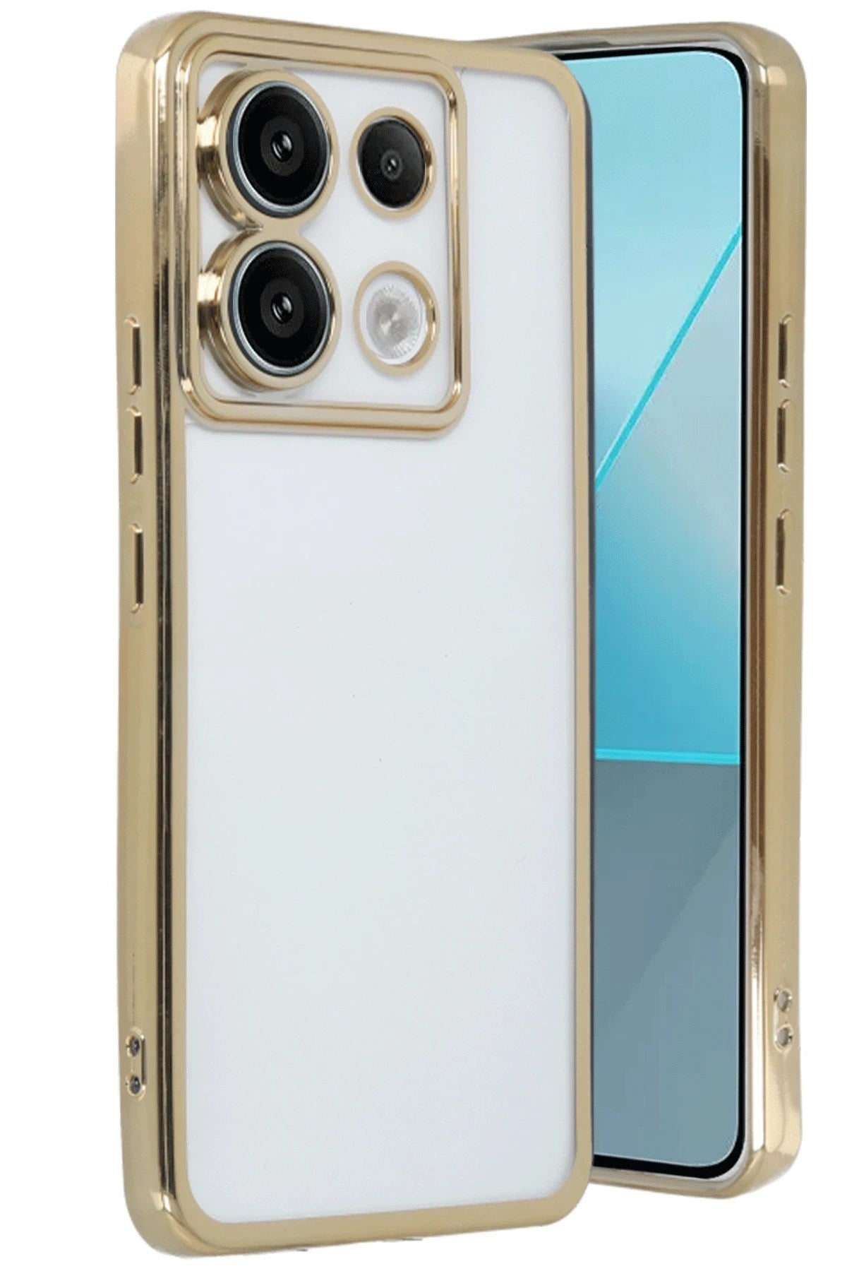 Mey İthalat® Poco X6 Kılıf Lensli Silikon - Gold