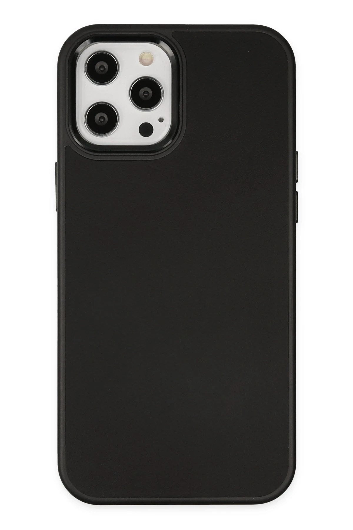 Mey İthalat® iPhone 12 Pro Max Kılıf Asya Deri Silikon - Siyah