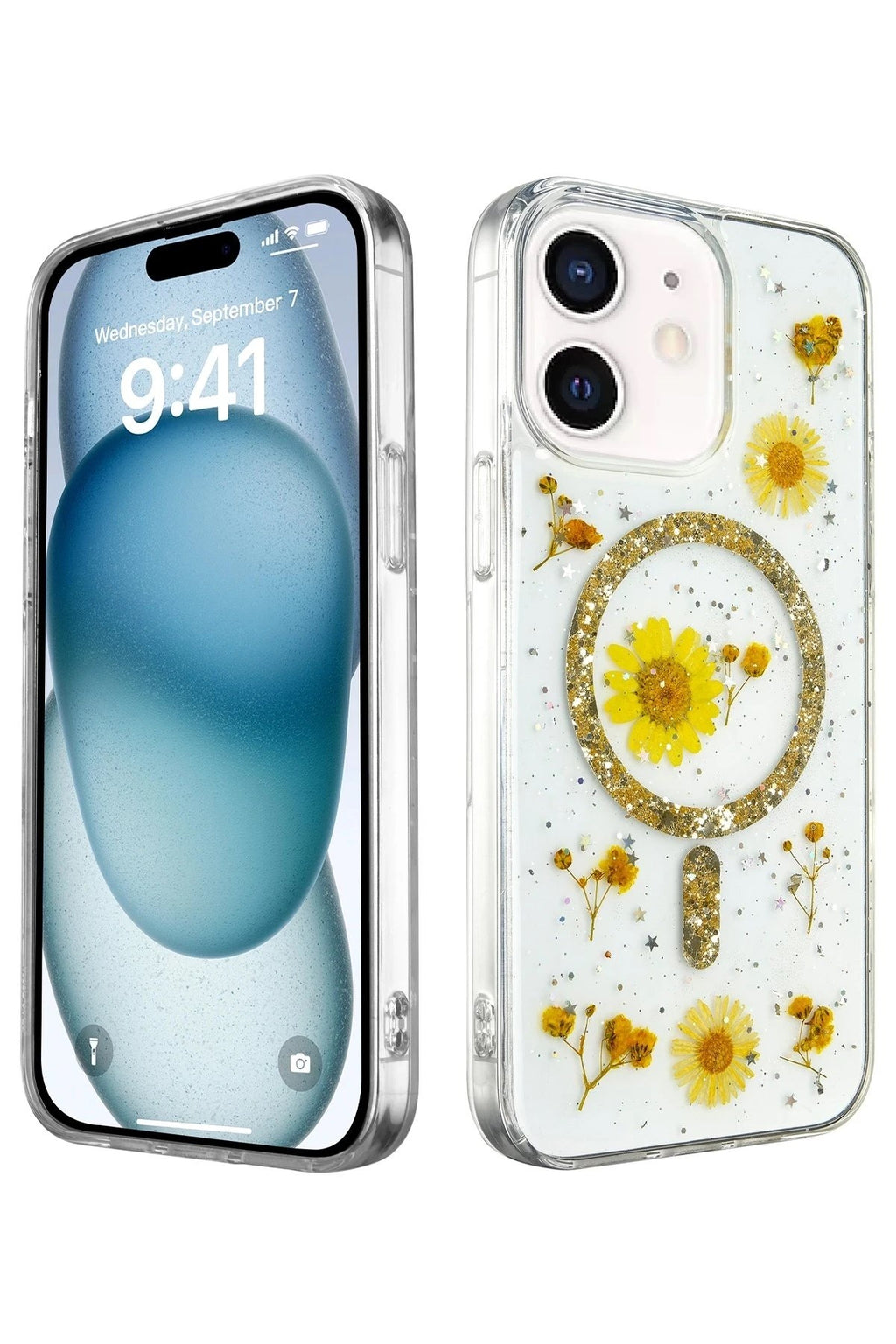 Mey İthalat® iPhone 12 Kılıf Daisy Simli Magsafe Kapak - Gold