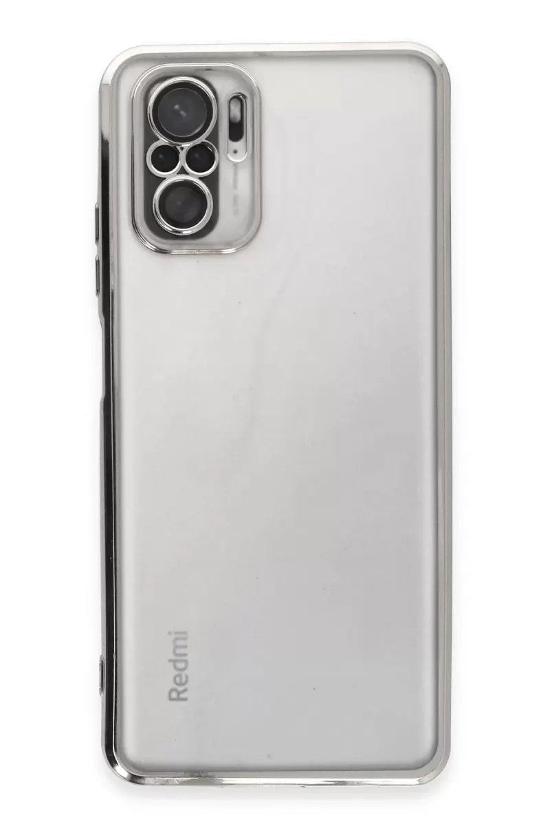 Mey İthalat® Redmi Note 10 Kılıf Lensli Silikon - Gümüş