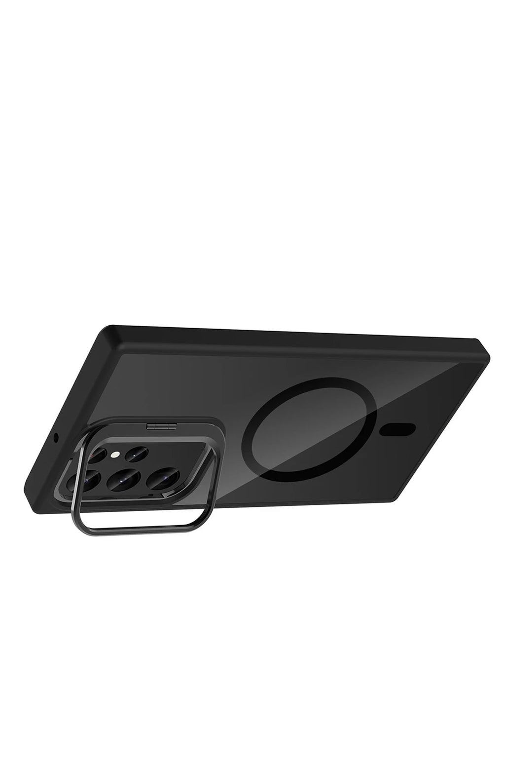 Mey İthalat® Samsung Galaxy S23 Ultra Remim Lensli Magsafe Standlı Kapak - Siyah