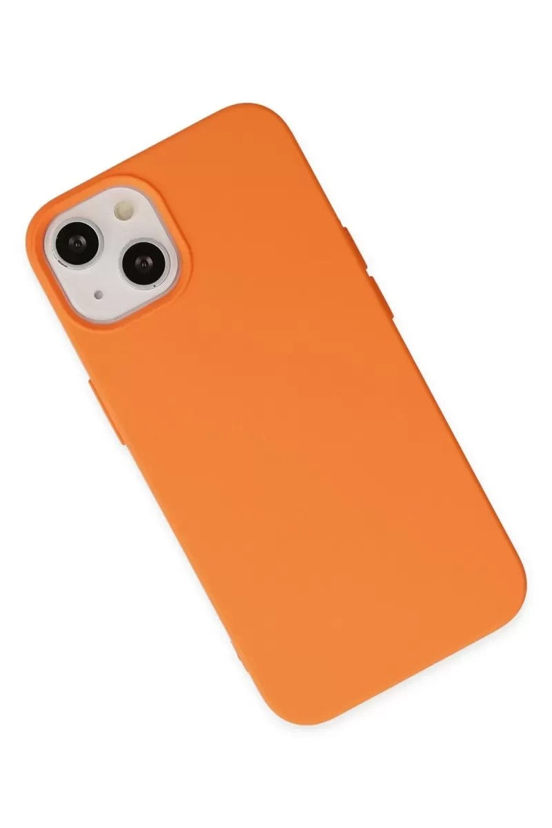 Mey İthalat® iPhone 14 Kılıf Nano içi Kadife Silikon - Turuncu