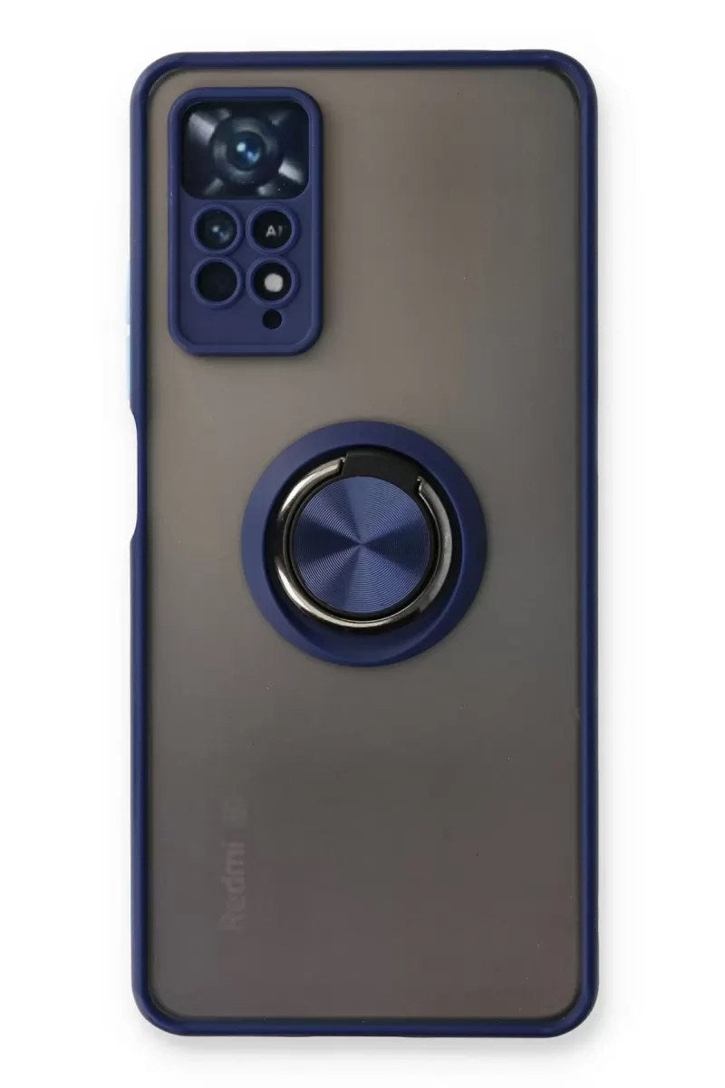 Mey İthalat® Redmi Note 11 Pro Kılıf Montreal Yüzüklü Silikon Kapak - Lacivert
