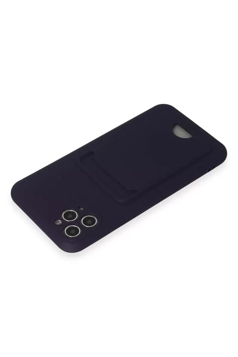 Mey İthalat® iPhone 11 Pro Max Kılıf Kelvin Kartvizitli Silikon - Derin Mor