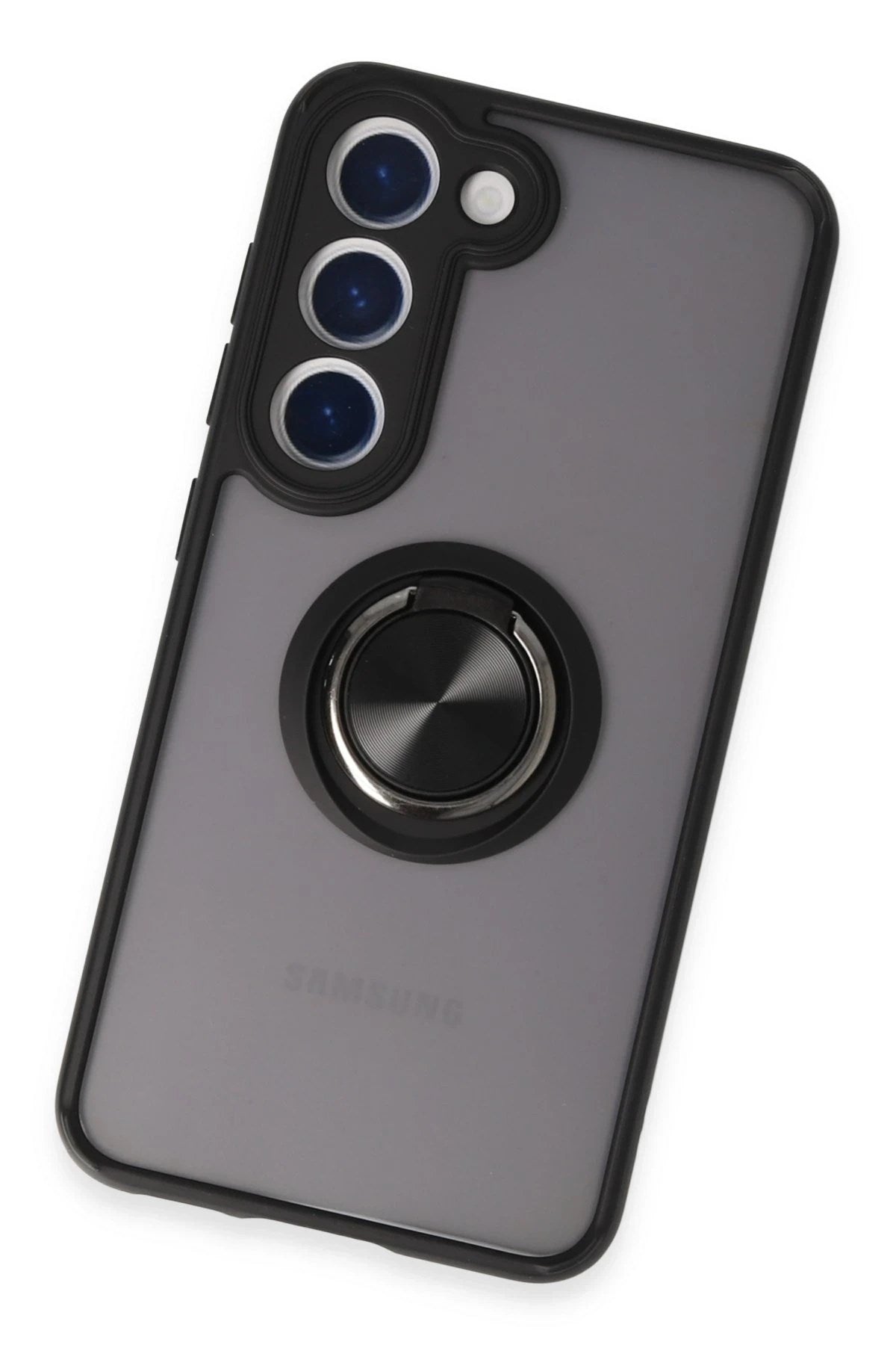 Mey İthalat® Samsung Galaxy S23 Kılıf Montreal Yüzüklü Silikon Kapak - Siyah