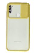 Mey İthalat® Samsung Galaxy A11 Kılıf Palm Buzlu Kamera Sürgülü Silikon - Sarı