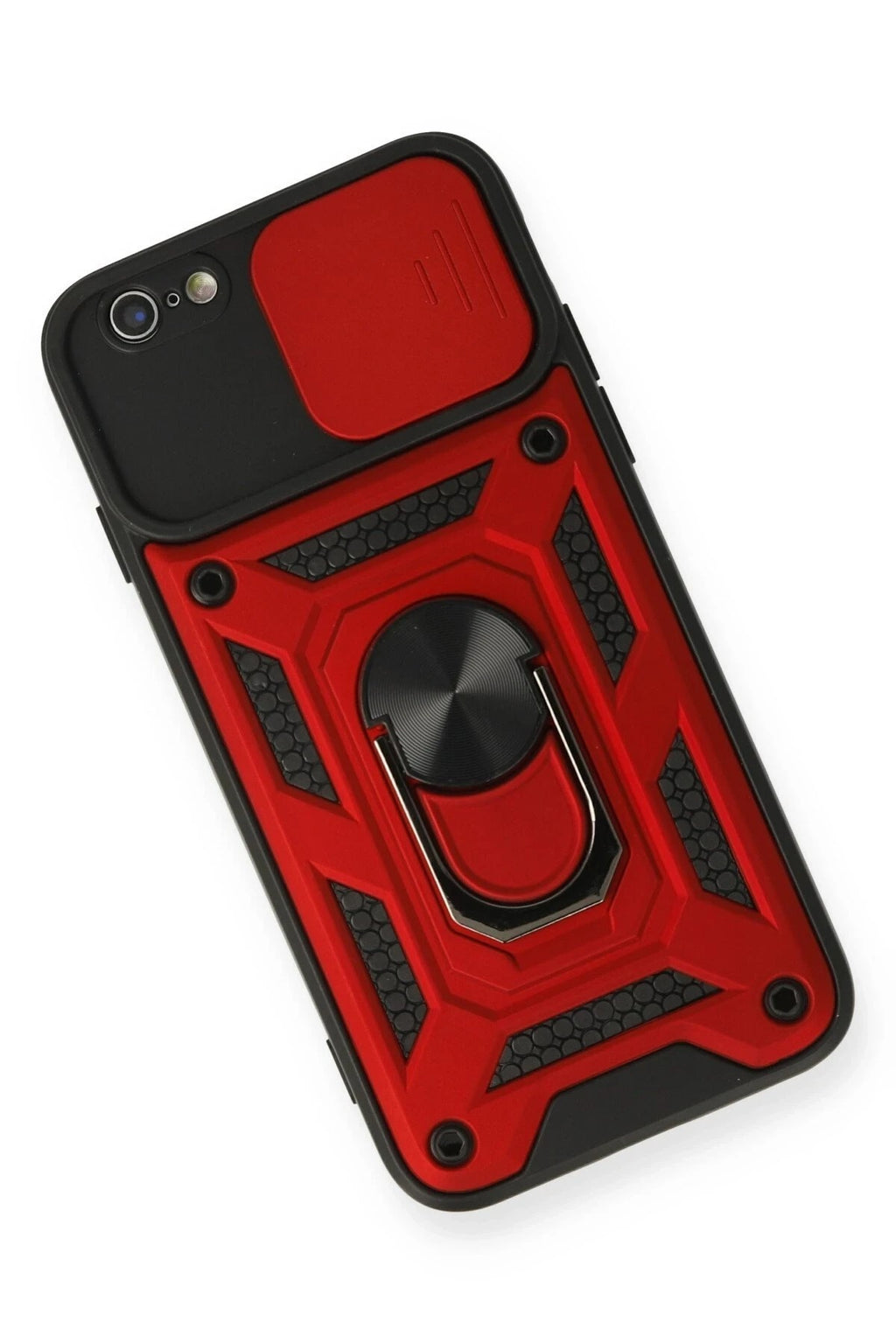 Mey İthalat® iPhone 6 Kılıf Pars Lens Yüzüklü Silikon - Kırmızı