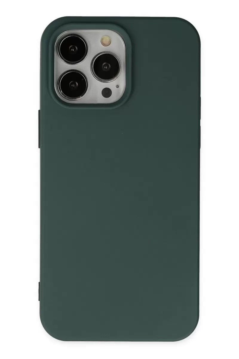 Mey İthalat® iPhone 14 Pro Max Kılıf Nano içi Kadife Silikon - Koyu Yeşil