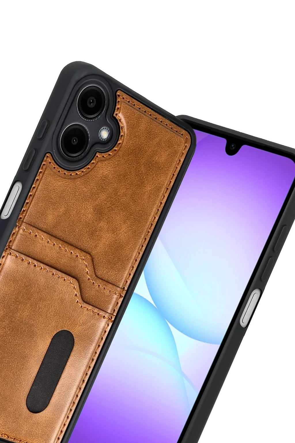 Mey İthalat® Samsung Galaxy A07 4G Sara Kartvizitli Deri Kılıf - Taba