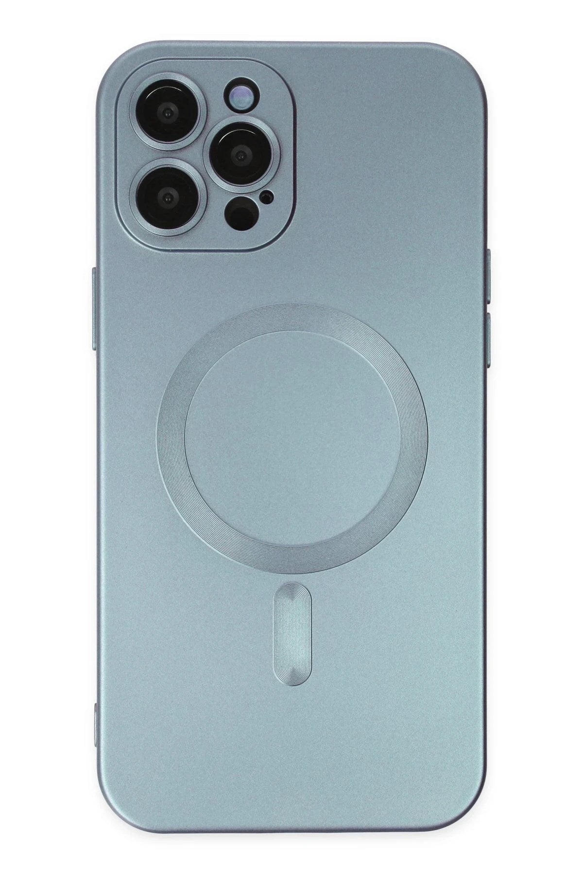 Mey İthalat® iPhone 12 Pro Max Kılıf Moshi Lens Magneticsafe Silikon - Sierra Blue