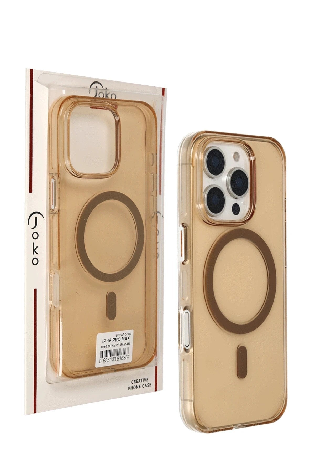Mey İthalat® iPhone 16 Pro Max Gleam PC Sert Magsafe Kılıf - Şeffaf-Gold
