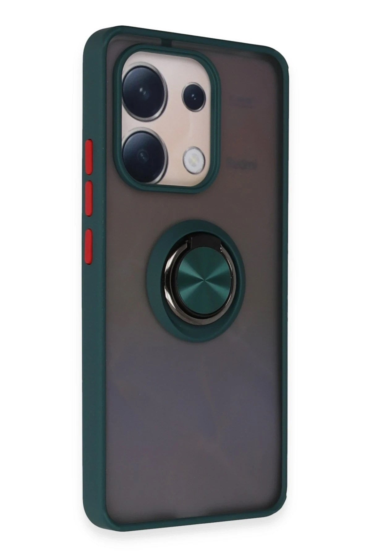 Mey İthalat® Redmi Note 13 4G Kılıf Montreal Yüzüklü Silikon Kapak - Yeşil
