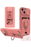 Mey İthalat® iPhone 14 Kılıf Zuma Kartvizitli Yüzüklü Silikon - Pembe