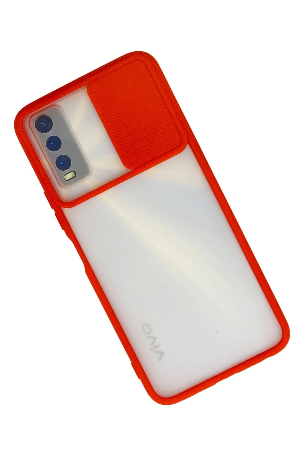Mey İthalat® Vivo Y11S Kılıf Palm Buzlu Kamera Sürgülü Silikon - Kırmızı