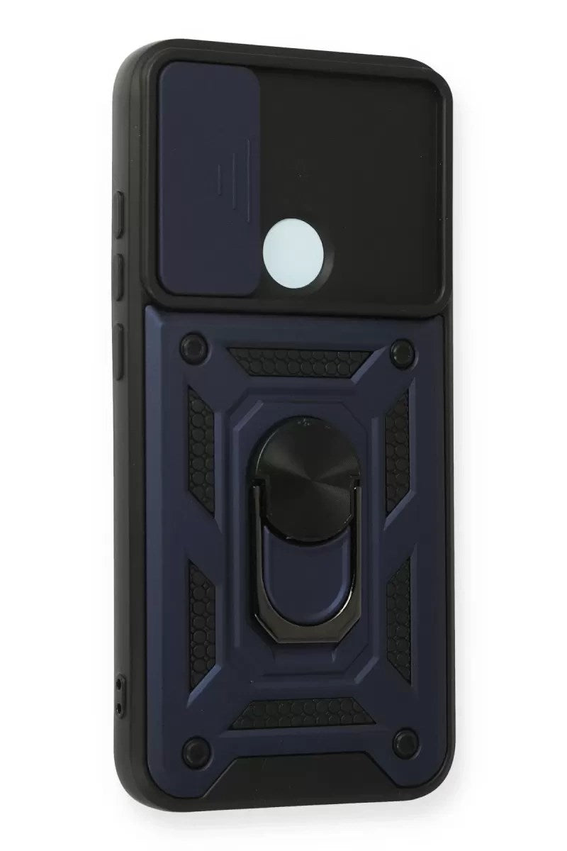 Mey İthalat® Redmi Note 8 Kılıf Pars Lens Yüzüklü Silikon - Lacivert