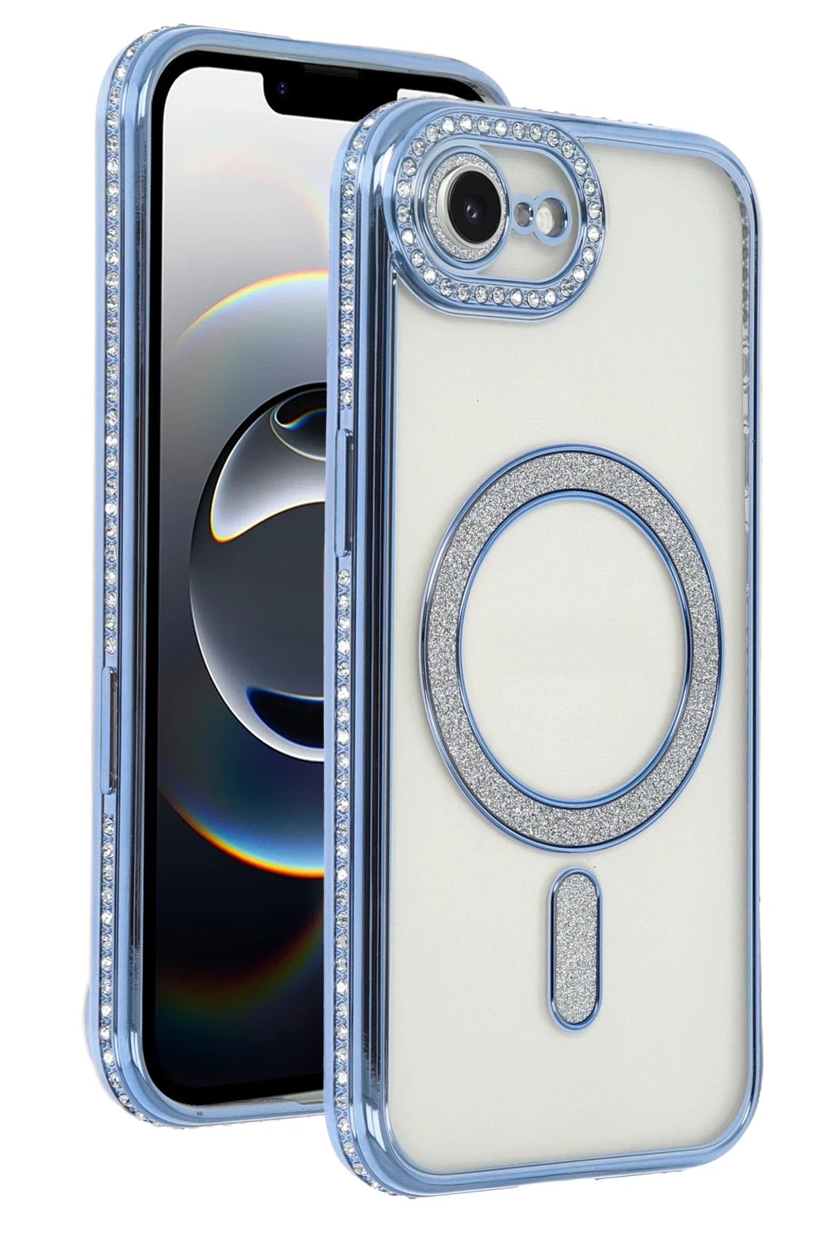 Mey İthalat® iPhone 16E Joke Simli Magneticsafe Kılıf - Mavi