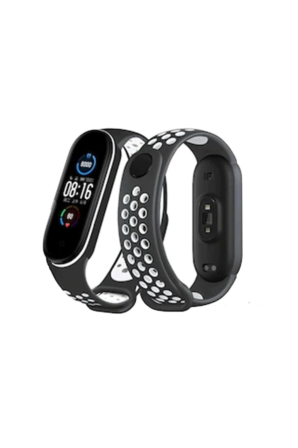 Mey İthalat® Mi Band 4 Spor Delikli Kordon - Siyah-Beyaz