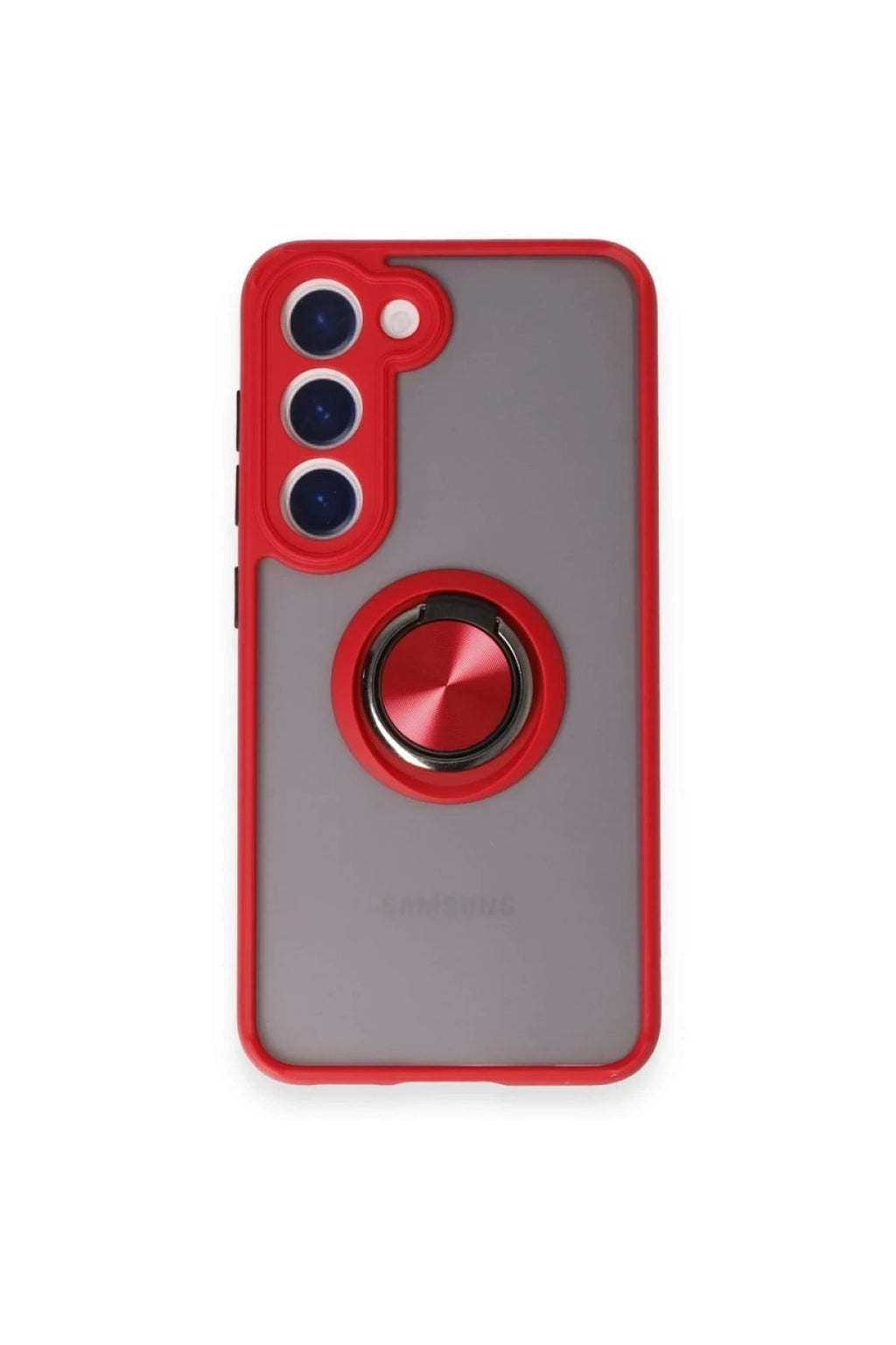Mey İthalat® Samsung Galaxy S24 FE Kılıf Montreal Yüzüklü Silikon Kapak - Kırmızı
