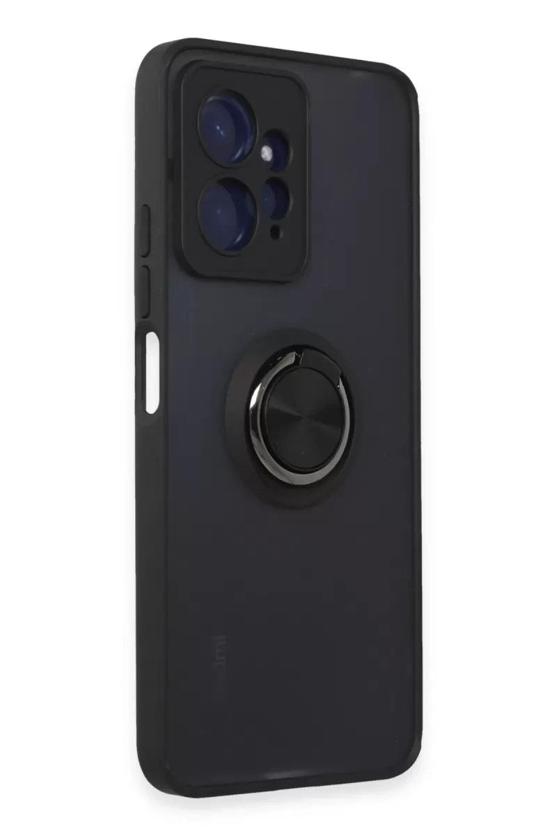 Mey İthalat® Redmi Note 12 4G Kılıf Montreal Yüzüklü Silikon Kapak - Siyah