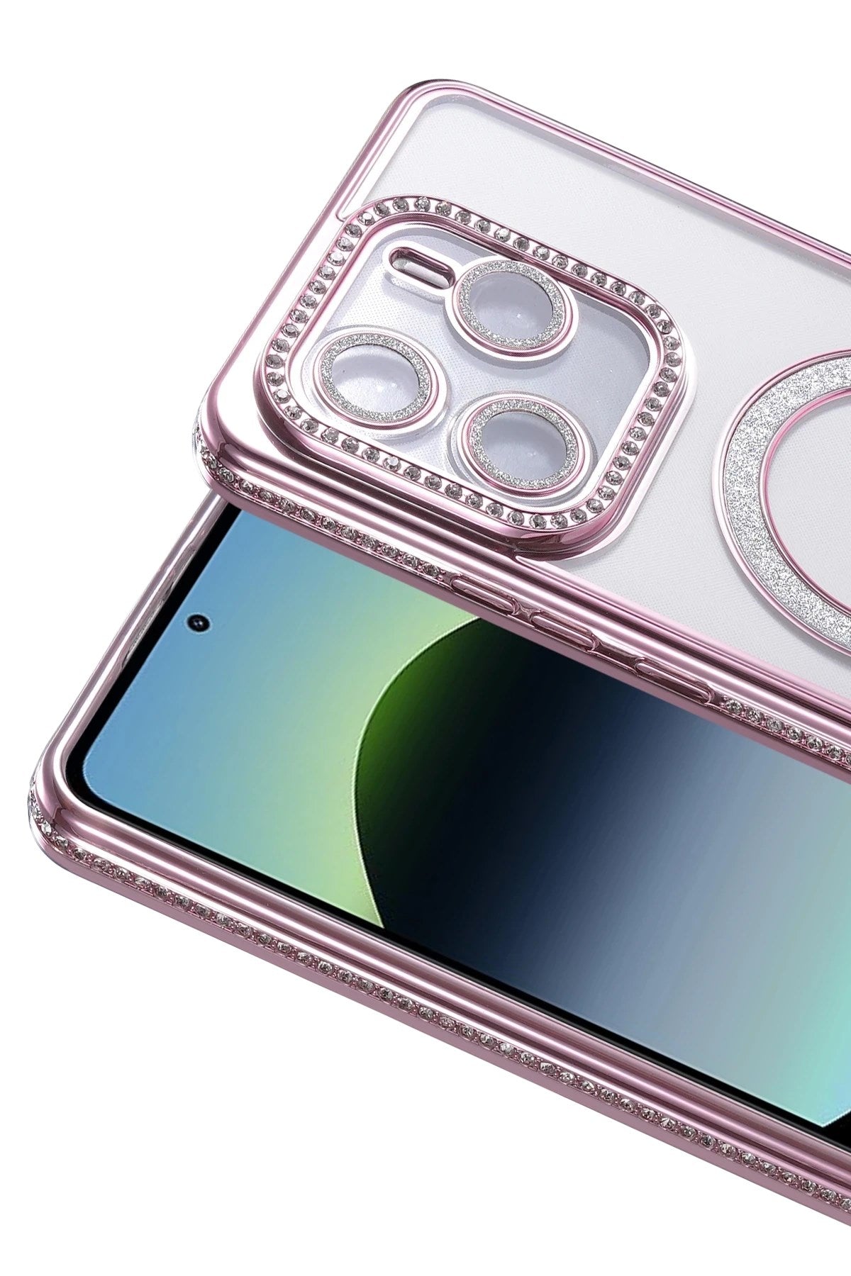 Mey İthalat® Redmi Note 14 4G Joke Simli Magneticsafe Kılıf - Pembe