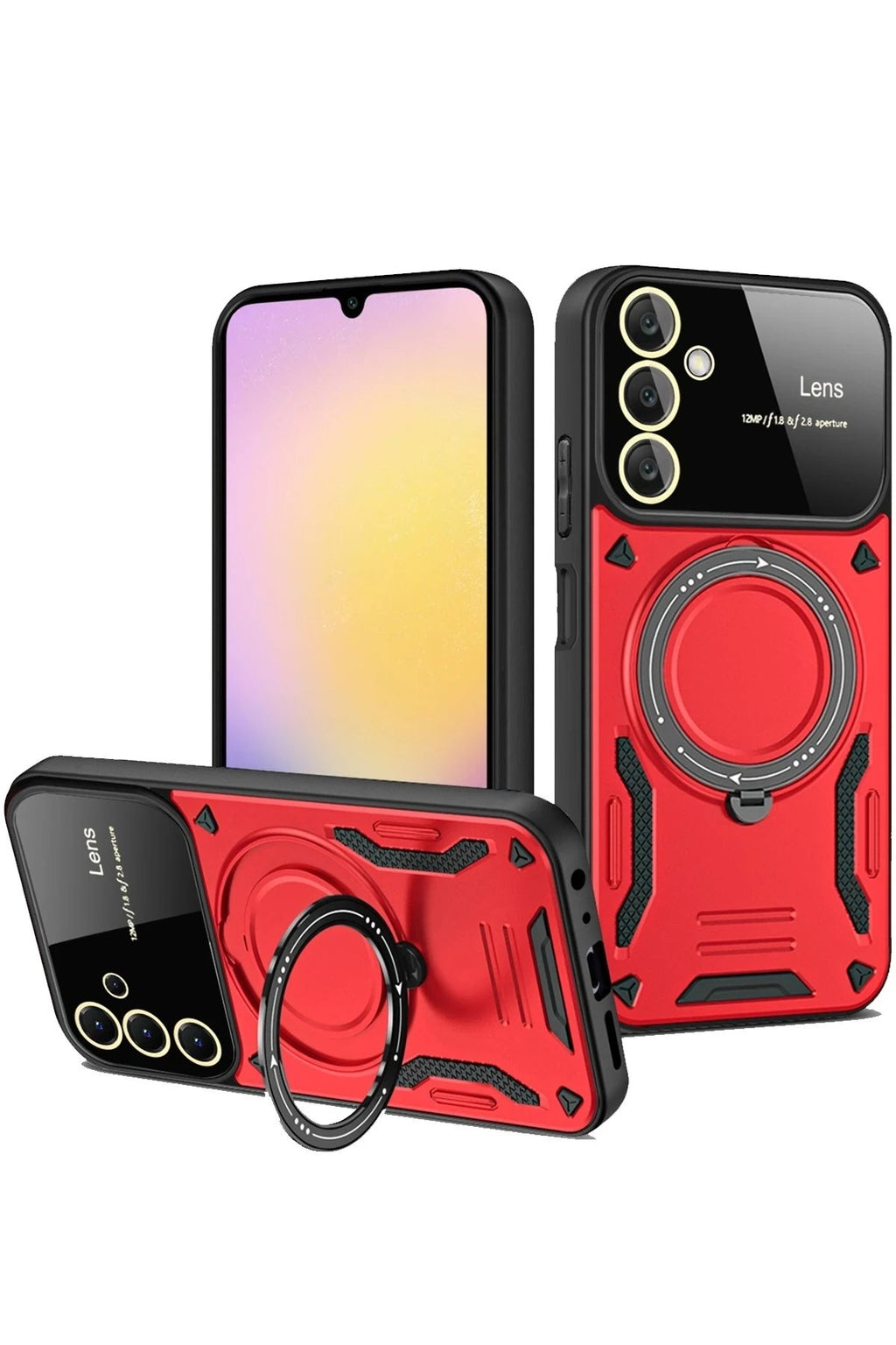 Mey İthalat® Samsung Galaxy A54 5G Kılıf Joy Lens Standlı Kapak - Kırmızı