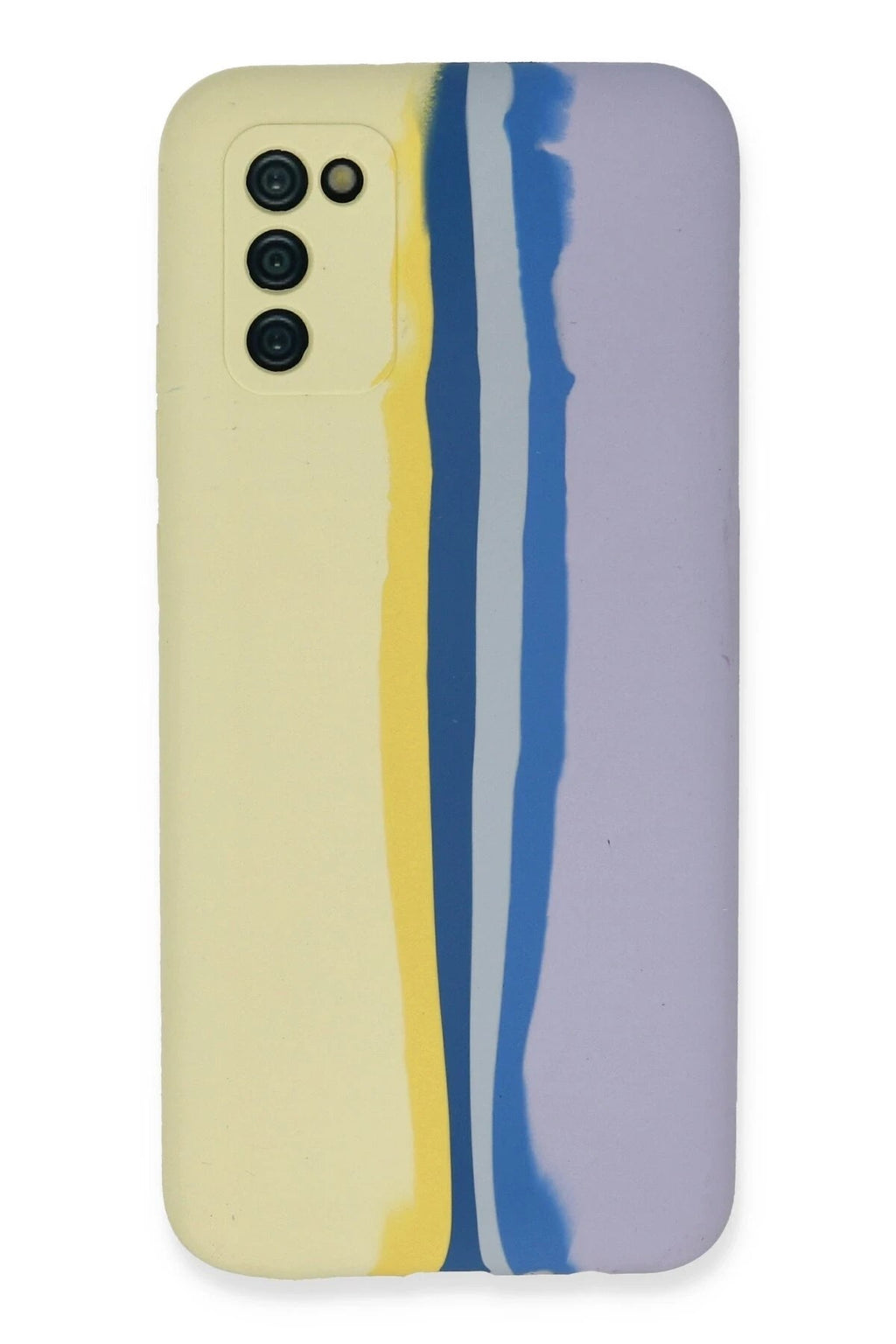 Mey İthalat® Samsung Galaxy A03S Kılıf Ebruli Lansman Silikon - Sarı-Lila