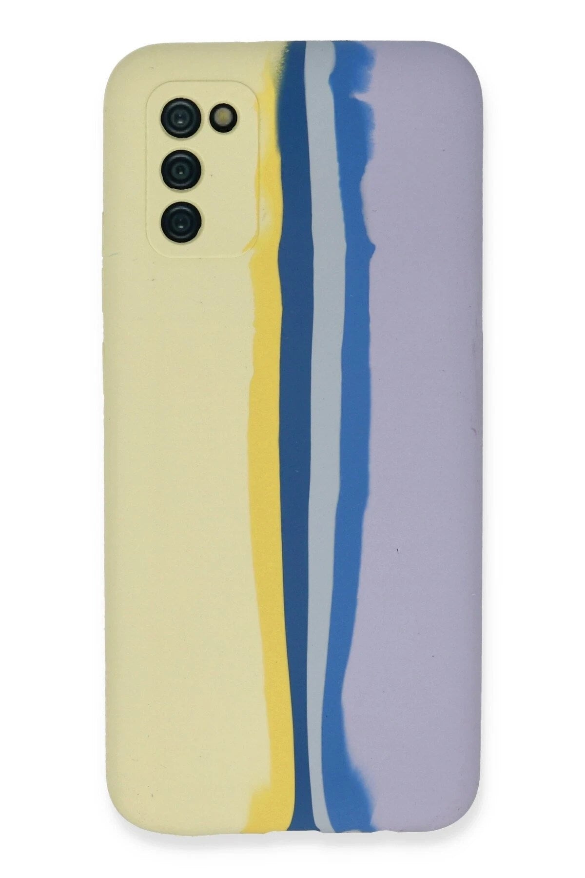 Mey İthalat® Samsung Galaxy A03S Kılıf Ebruli Lansman Silikon - Sarı-Lila