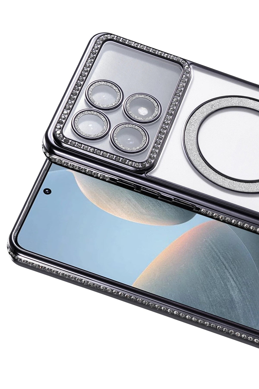 Mey İthalat® Poco X6 Pro Joke Simli Magneticsafe Kılıf - Siyah